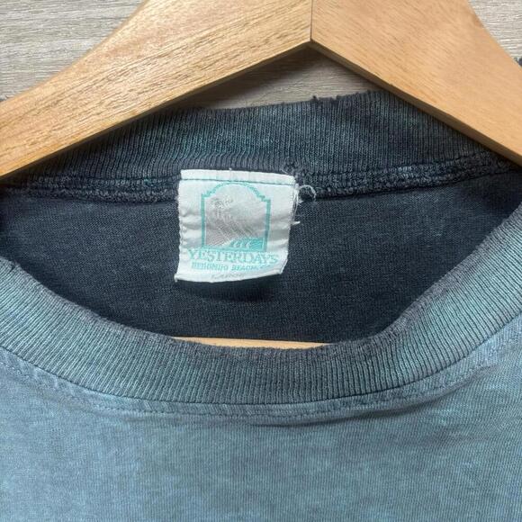 Vintage Nantucket USA T-Shirt Washed Green Fishing Graphic Yesterdays Sz L Dye - Picture 3 of 7